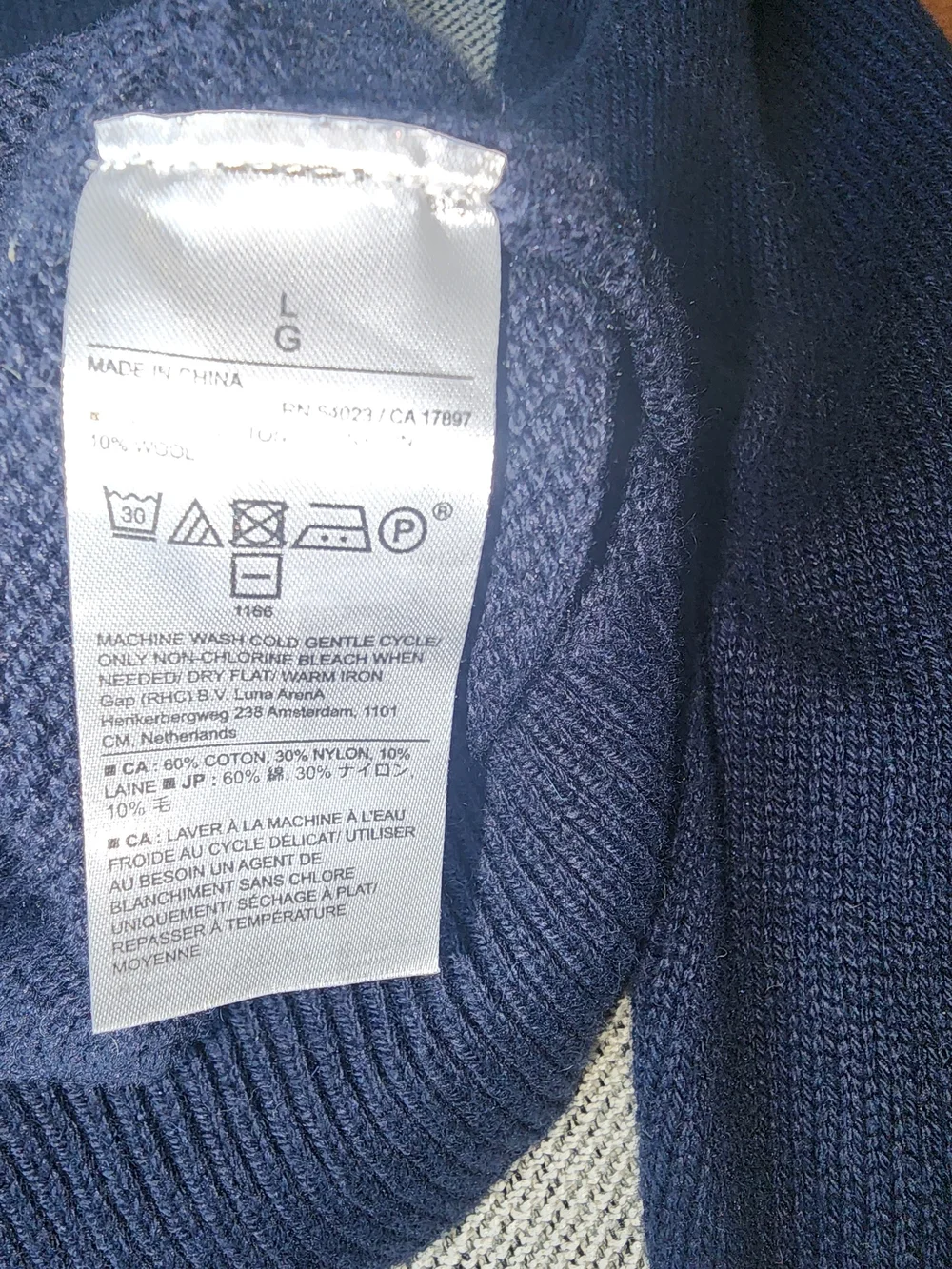 Banana Republic Navy, Gray & White Striped Crewneck Sweater